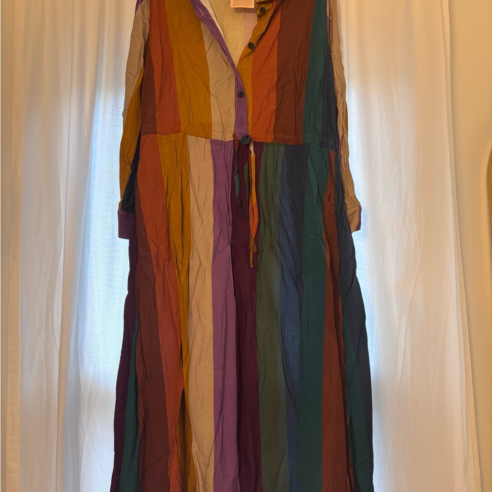 Multicolor Collared Women's Dress